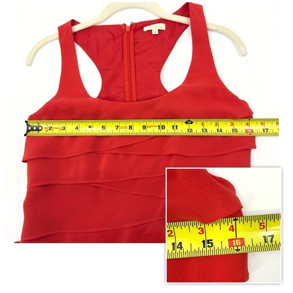 Shoshanna April Tiered Silk Dress Womens Size 4 Red Ruffle Mini Sleeveless Party - Picture 7 of 9